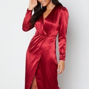 Chiara Forthi Lucie Satin Draped Dress Dark wine-red 38