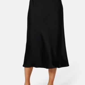 BUBBLEROOM Demi Midi Satin Skirt Black 42