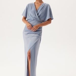 Bubbleroom Occasion Wrap Satin Gown Light blue 42