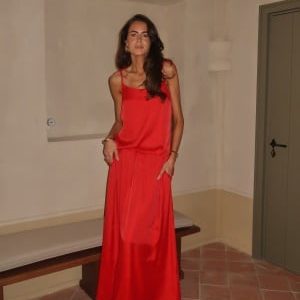 BUBBLEROOM Viscose Maxi Satin Skirt Red M