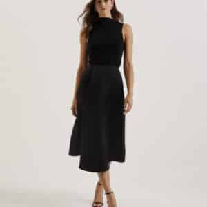 Erva Asymmetric Satin Wrap Midi Ski