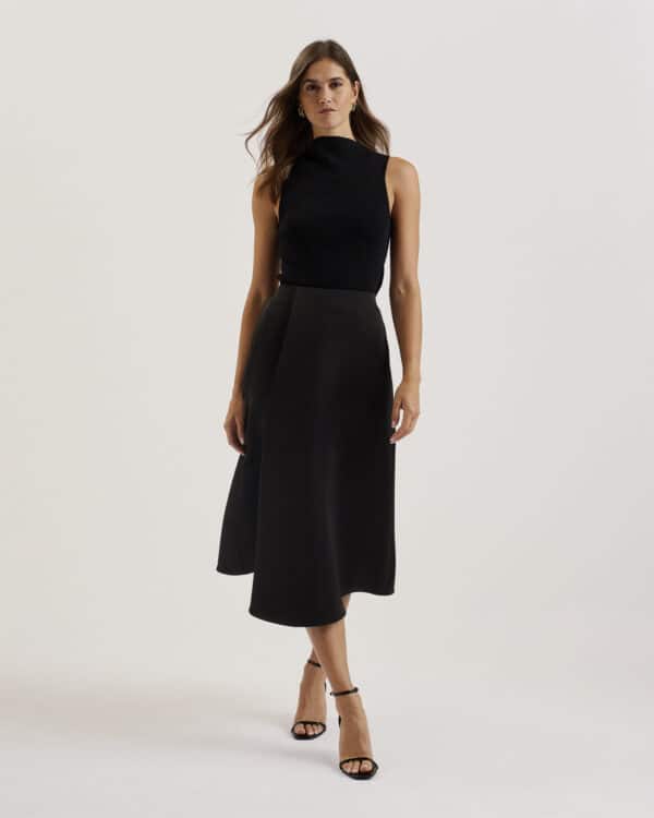 Erva Asymmetric Satin Wrap Midi Ski
